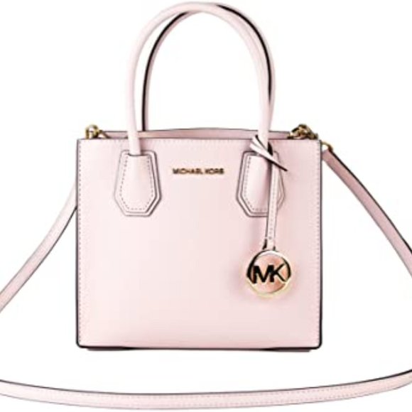 Michael Kors Mercer Medium Leather Messenger Powder Blush - Picture 15 of 16